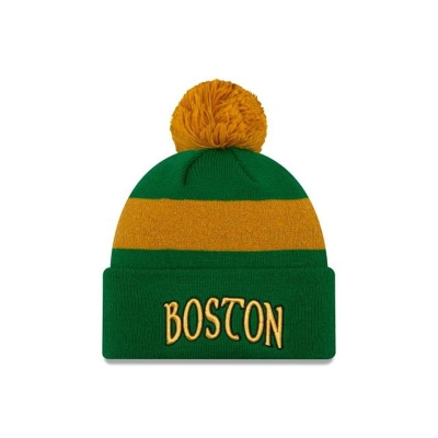 Green Boston Celtics Hat - New Era NBA 2019 NBA Authentics City Series Pom Knit Beanie USA5810246